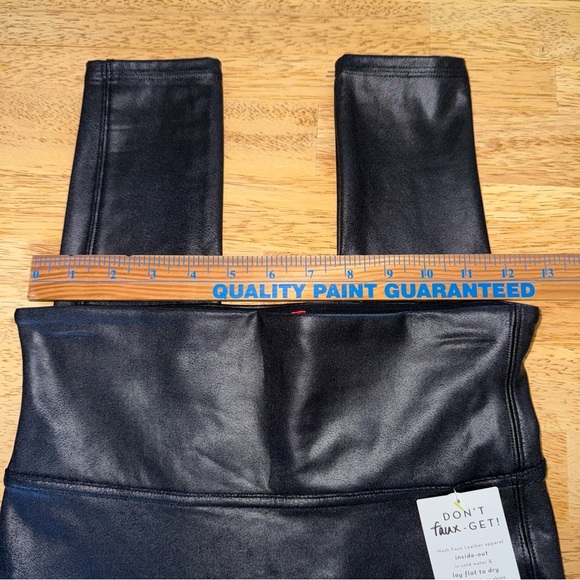 SPANX Black Faux Leather Leggings Petite Medium New - Picture 6 of 11